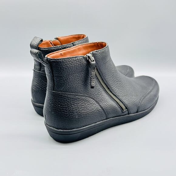 Vionic Boots Womens 11 Black Pebbled Leather Ankle Side Zip Comfort Booties - Picture 9 of 13